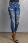 Skinny Blue Jeans mit Leoparden-Patch
