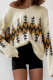 Slouchy Fit Christmas Tree Print V Neck Knit Sweater