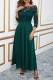Green Off Shoulder Lace Bodice High Waist Maxi Skirt Evening Dress