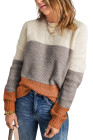 Yellow Color Block Netted Texture Pullover Sweater