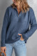 Blue Zip Neck Knitted Sweater