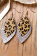 Leopard Print Double-layered Silver PU Leather Earrings