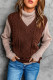 Brown Sleeveless Cable Knitted Sweater Tank