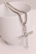 Collier chaîne en alliage avec pendentif croix en strass argenté