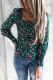 Floral Print Smocked Lace-up Square Neck Long Sleeve Top
