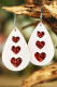 White Sequin Heart PU Leather Drop Earrings