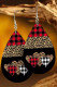 Black Plaid Leopard Heart Print PU Leather Earrings