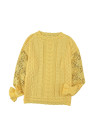 Yellow Crochet Lace Pointelle Knit Sweater