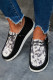 Sneaker piatte a punta tonda con lacci leopardate nere