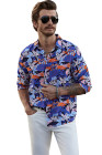 Camicia con stampa floreale a maniche lunghe con bottoni multicolor da uomo