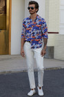 Multicolor Men's Buttons Long Sleeve Floral Print Shirt