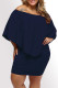 Vestido mini poncho azul oscuro con múltiples capas de aderezo de talla grande