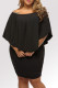 Vestido mini poncho negro con múltiples capas de aderezo de talla grande