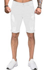 Белые рваные мужские джинсовые шорты облегающего кроя