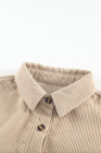 Leopard Patchwork Corduroy Buttoned Shirt Jacket