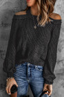 Gray Cool Breeze Cotton Cold Shoulder Sweater
