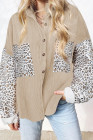 Leopard Patchwork Corduroy Buttoned Shirt Jacket
