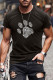Black Letters Dog Claw Print Slim-fit Short Sleeve Men's T-shirt