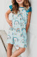Sky Blue Graphic Print Ruffled Cap Sleeve Girl's Mini Dress