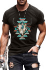 Camiseta con estampado Aztec Bull Steer de hombre negro