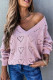 Pink Heart Shape Hollow-out Knit Sweater