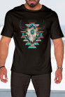 Черная мужская футболка Aztec Bull Steer с графическим принтом