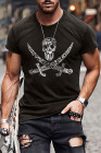 Schwarzes Herren Solides T-Shirt mit Geisterdruck