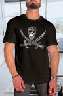Black Men Solid T Shirt with Ghost Print