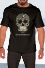 Black Letter Skull Graphic Print Slim-fit Crew Neck Men's T-shirt