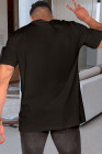 Camiseta de hombre con cuello redondo ajustado con estampado gráfico de calavera y letras negras