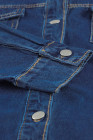 Blue Pocket Raw Hem Buttoned Denim Jacket