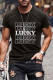 Camiseta negra de manga corta con estampado de letras LUCKY para hombre