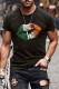 Schwarzes Herren T-Shirt mit Farbblock-Lippenklee-Print und Grafik