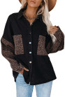 Черная контрастная джинсовая куртка с леопардовым принтом