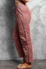 Розовые брюки в стиле милитари с карманами