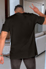Camiseta de hombre negra con cuello redondo y estampado en forma de ciervo