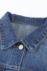 Blue Lapel Distressed Raw Hem Buttons Denim Jacket