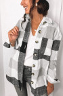 Jaqueta cinza xadrez de cor Block abotoado de manga comprida com bolso
