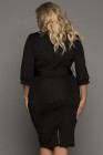 Black Plus Size Puff Sleeve Wrap V Neck Midi Dress