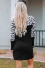 Leopard Print Splicing Long Sleeve Dress