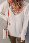 Lace Splicing Drop-shoulder Knitted Sweater