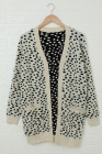 Apricot Open Front Dotted Print Knit Cardigan