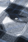 Cappotto camicia abbottonata stampa scozzese nera con tasca