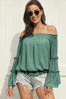 Green Swiss Dot Off The Shoulder Blouses