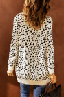 Apricot Open Front Dotted Print Knit Cardigan
