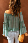 Green Swiss Dot Off The Shoulder Blouses