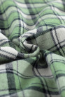 Green Drawstring Plaid Hooded Shirt Coat