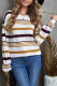Brown Striped Crewneck Long Sleeve Sweater