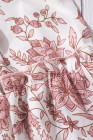 Floral Print V Neck Drawstring Flared Sleeve Top