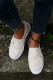 White Round-toe Suede Leather Splicing Chic Studded Slip-on Sneakers